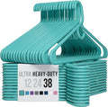 NEATERIZE Thick Heavy Duty Hangers - Aqua Plastic Clothes Hangers 38 Pack - Great for Coat Hanger, Jackets Jeans & Suit Hanger for Closet - New Apartment Essentials Percheros Ganchos para Colgar Ropa