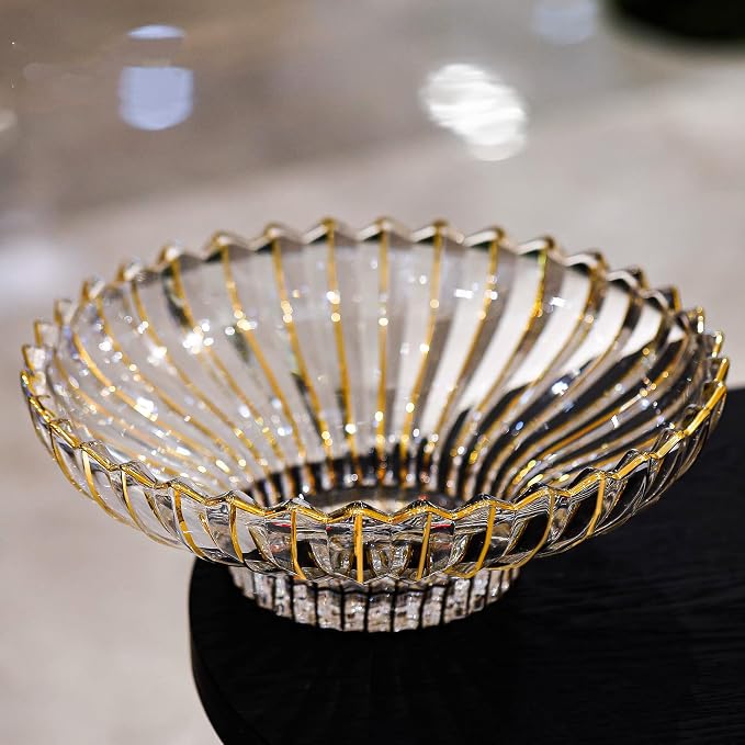 MAGCOLOR Hand-painted Gold Decorative Bowl-12 inch Diameter, Fruit Bowl, Kitchen Table Centerpiece, Home Decor. (Gold)