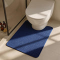 Triohero Toilet Rug, Thin Toilet Rugs U Shaped Washable Non Slip Absorbent Quick Dry Low Pile Toilet Mat, Navy Blue 20"x24" U Shape