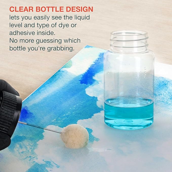 TCP Global 36-Pack Wool Daubers with Clear Plastic Bottles, 4 oz. (120 ml) - Safety Lids, Applicator Ball Brushes for Leather Dye, Dyeing, Painting, Gluing, DIY Arts and Crafts, Contact Cement