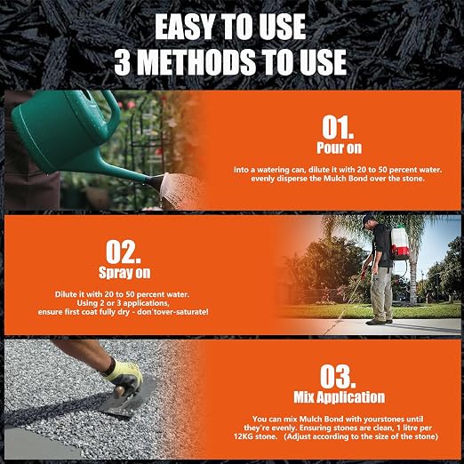 Mulch Bond, 32OZ Rock Glue for Landscaping Heavy Duty Gravel Binder & Stone Adhesive, Fast-Drying, Non-Toxic, Weather-Resistant, Strong Hold for Slopes, Walkways, Mulch Hold & Pine Straw
