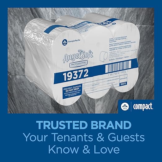 Georgia-Pacific Angel Soft Professional Series -19372 Compact Coreless 2-Ply Recycled Toilet Paper by GP PRO (Georgia-Pacific), White, 1,125 Sheets Per Roll, 18 Rolls Per Case