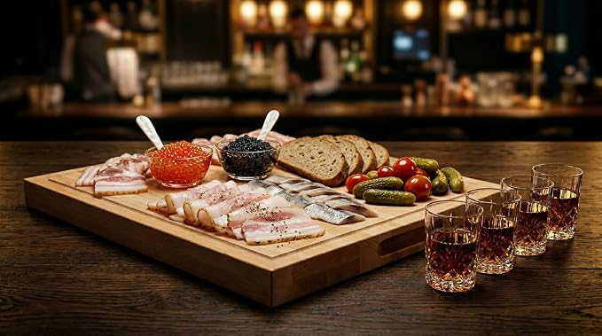 18 in. x 24 in. Maple Wood Cutting Board, Reversible with Juice Groove and Smooth Side, Thick Butcher Block Style Prep Board with Built-In Handles for Kitchen, BBQ, Meat Carving and Serving