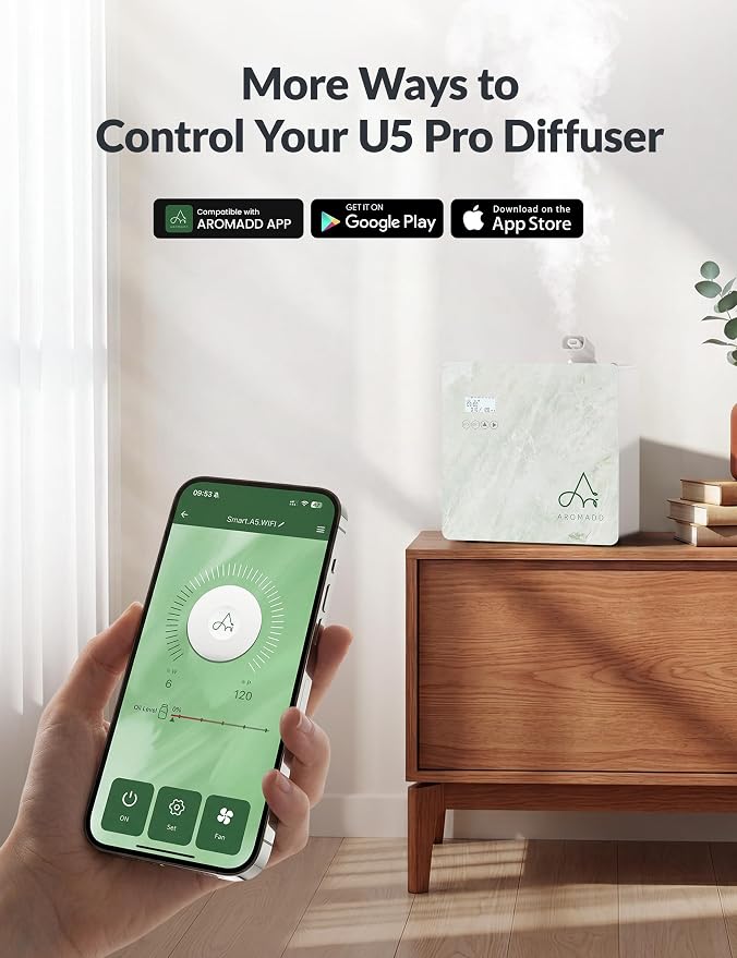 2026 Upgraded 3500 Sq.Ft HVAC Scent Diffuser for Home, Smart Whole House Scent System with App & Remote Control, Hotel Collection Waterless Diffuser for Large Room, Cold Air Tech, 600mL, Marble Green
