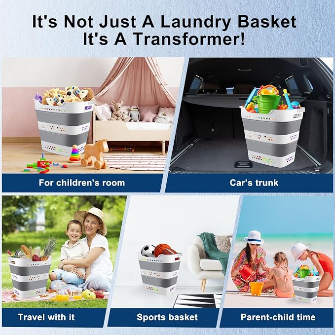 Collapsible Laundry Basket 42L Foldable Pop-Up Laundry Hamper Saving Dirty Clothes Hamper Container for Home, Dorm