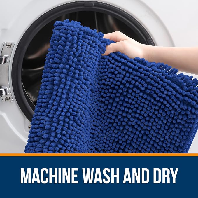 OLANLY Bathroom Runner Rugs 59x20, Soft Absorbent Chenille Bath Rugs, Rubber Backing Quick Dry, Machine Washable Long Bath Mats for Bathroom Floor, Tub and Shower, Home Decor Accessories, Royal Blue