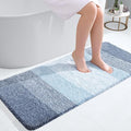 OLANLY Bathroom Runner Rugs Mat 44x20, Extra Soft Absorbent Microfiber Bath Rugs, Rubber Backing, Quick Dry, Washable Long Bath Mats for Bathroom Floor, Tub and Shower, Home Decor Accessories, Blue