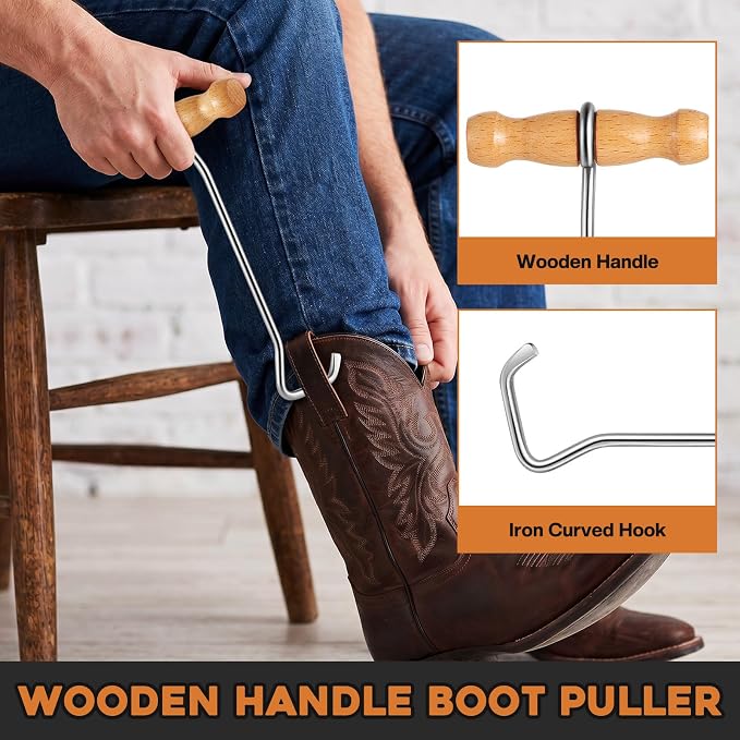 4Pcs Outdoor Heavy Duty Boot Scraper Brush Scrubber Boot Jack Shoe Scraper Brushes with Boot Hooks and Puller(Style B)