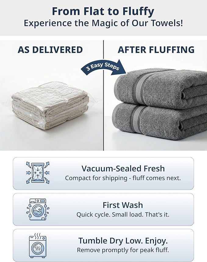 LANE LINEN Bath Towel Set of 12 – Premium 100% Cotton Towels for Bathroom, 4 Bath, 4 Hand & 4 Washcloth, Zero Twist, Hotel Collection Towels, Gentle on Body, Absorbent & Ideal for Everyday Use – Grey