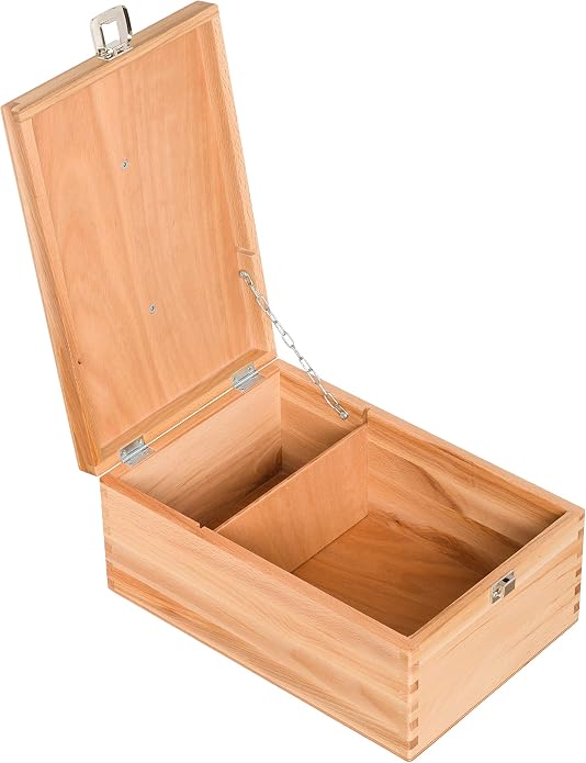 Redecker Oiled Beechwood Shoe Cleaning Box with Folding Lid, 13-1/4 x 9 x 5-3/4-Inches - Wooden Shoe Cleaning Box Storage - Shoe Shine Box Wood - Boot Shine Box - Shoe Shine Box Vintage