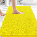 OLANLY Bathroom Rugs 36x24, Extra Soft Absorbent Chenille Bath Rugs, Rubber Backing Quick Dry, Machine Washable Bath Mats for Bathroom Floor, Tub and Shower, Home Decor Accessories, Lemon Yellow