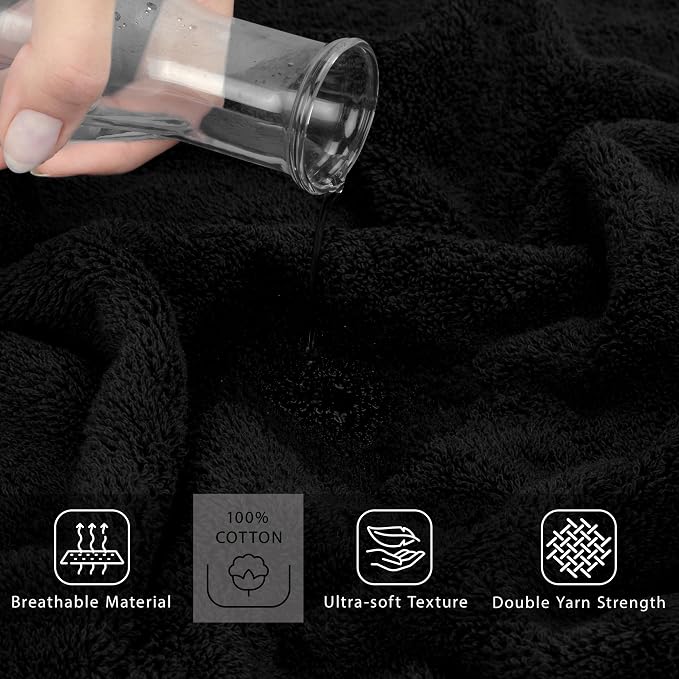 Cotton Paradise 100% Cotton Turkish Towel, Soft Absorbent Quick Dry, 40x80 Oversized Bath Sheet Towel, Coal Black