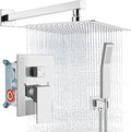 Aolemi Shower Faucet Set Rain Shower System with Handheld Spray Bathroom Shower Combo Rough-in Valve and Shower Trim Kit Included Polish Chrome 16 Inch Wall Mount Shower Head