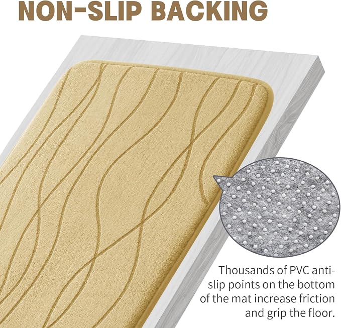 YIHOUSE Bathroom Rugs Set 5 Piece, Memory Foam Bath Mat Beige | Ultra Soft, Absorbent, Non-Slip, Machine Washable, for Bathroom, Sink and Toilet