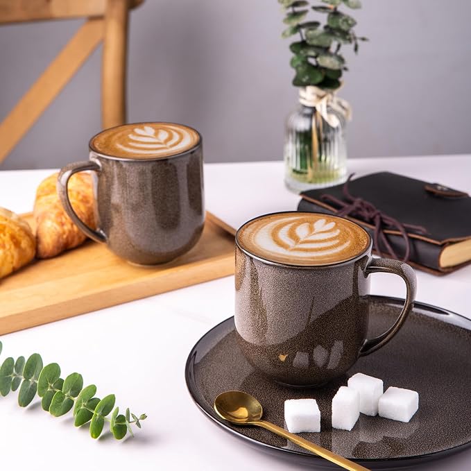 LERATIO Ceramic Coffee Mugs Set of 6,12oz Handmade Coffee Mugs Set | Large Handle for Cappuccino/Latte/Tea/Hot Cocoa,Oven &Dishwasher & Microwave Safe