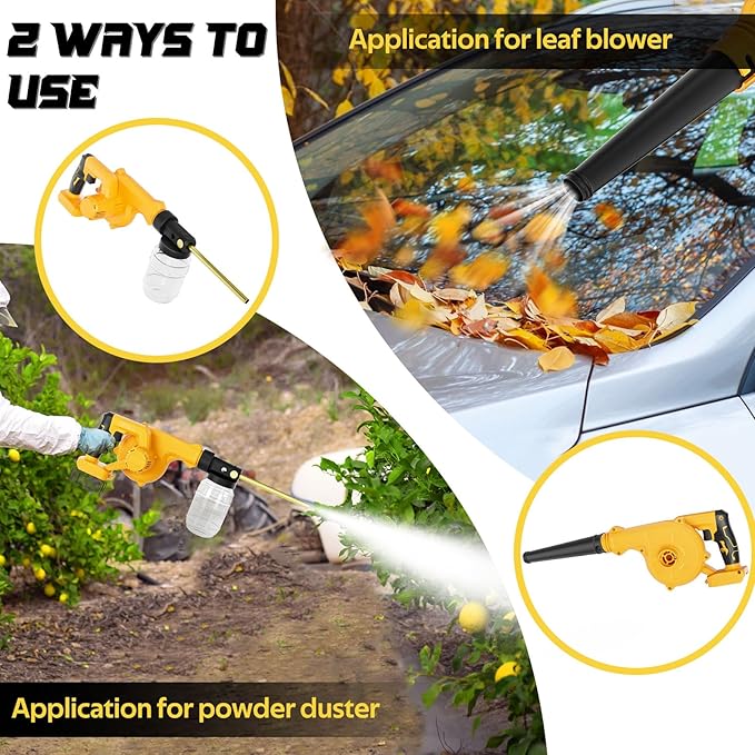 Rozlchar Electric Diatomaceous Earth Duster Compatible for DeWALT 20V Battery (Tool Only), 1L Capacity Garden Powder Sprayer with 7.5″ Nozzle, Leaf Blower Replacement, Farm & Coop Applicator