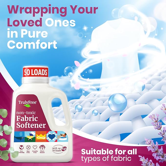 Truly Free Natural Fabric Softener | Non-Toxic for Babies & Kids Sensitive Skin | Plant-Based Laundry Softening Conditioner | Safe, Gentle & Chemical-Free | Signature Scent | 1 Empty Jug + 1 Fill Pack