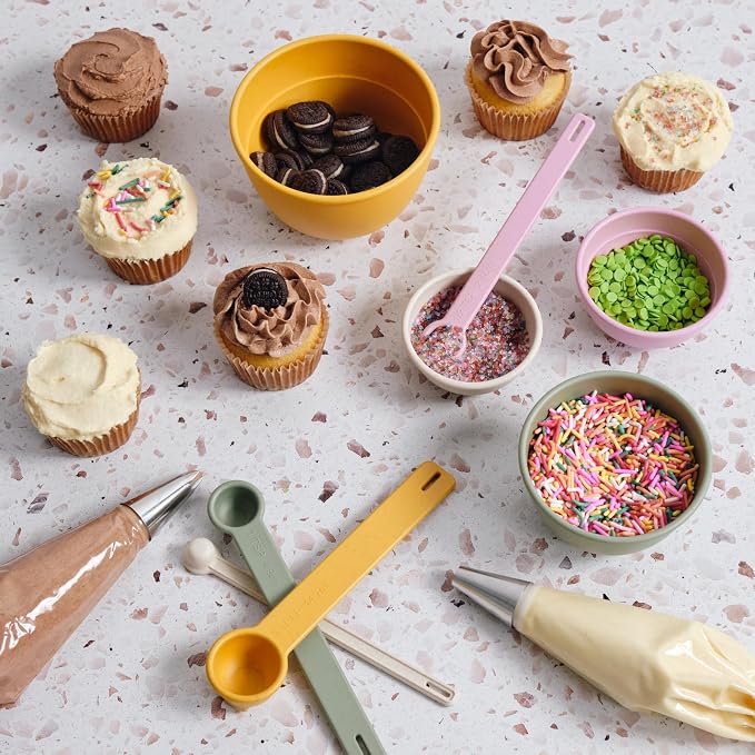 Bamboozle Astrik Mega Baking Bundle| 5 Piece Mixing Bowl Set | Measuring Cups and Spoons | Silicone Lid Set | Cooking and Meal Prep | Dishwasher Safe | Microwave Safe | Desert Bloom