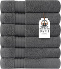 HERCULEAN Large Bath Towels 24 x 50 Pack of 6 | Quick Dry and Highly Absorbent | 100% Cotton Terry Towels for Bathroom - Perfect for Shower - Pool and Spa - Luxury Soft Towels - Light Grey