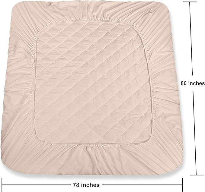 Quilted Fitted Mattress Pad, King Mattress Protector Topper with Deep Pocket Stretches up to 16 Inches, Machine Washable Mattress Cover by Utopia Bedding (Beige)