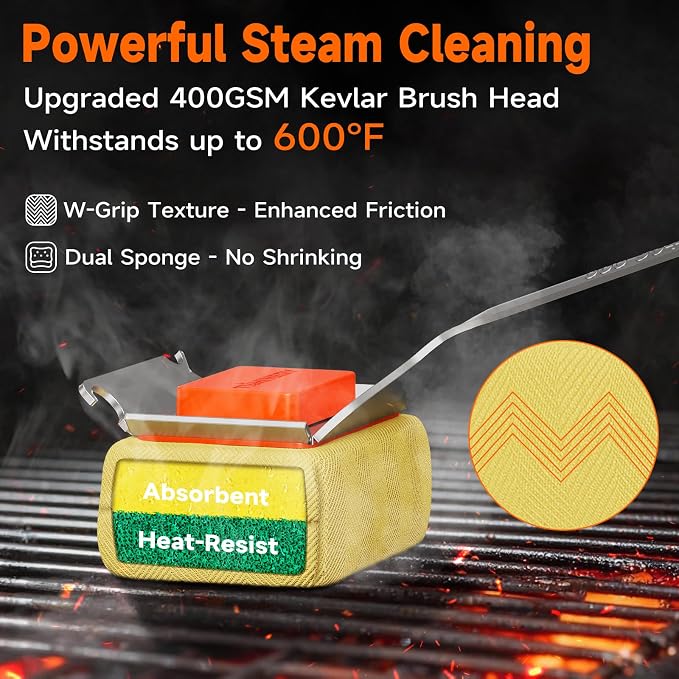 Replaceable Bristle Free Cleaning Head, Safe BBQ Grill Brush Cleaning Pad Replacement for Cast Iron or Stainless-Steel Grates, Grill Cleaner (Replaceable Head)