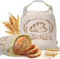 Large Linen Beeswax Bread Bags(2 Pack) Sourdough Bread Bags Reusable Double-Lock Freezer Baking Container Gift Giving for Homemade,Loaf,Sourdough,Food Storage (Artisan Bread Sketch Print, 2Pack)