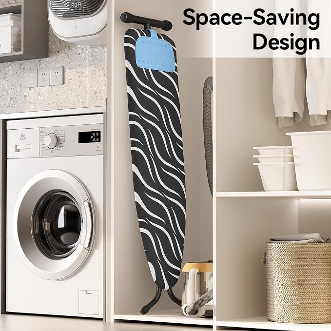 APEXCHASER Ironing Board Full Size, Iron Board with Silicon Rest, Foldable Ironing Boards Standard Size, Heavy Duty Iron Stand Boads, Ironing Table with 7 Height Adjustable Anti-Slip Feet, 13x43 Gray