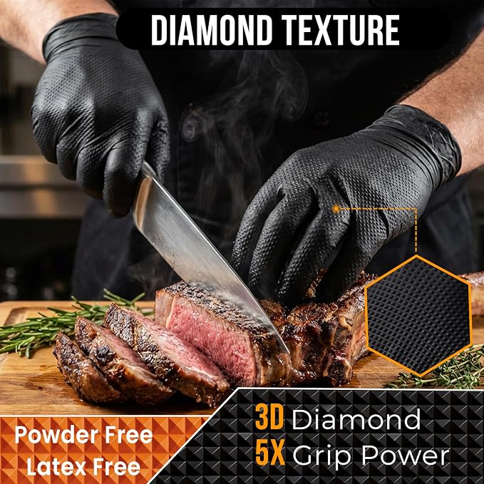 ANBOSON 10 Mil Heavy Duty Diamond Texture Nitrile Gloves, Medium, 1000 Ct | High-Volume Bulk Supply for Commercial Teams, Continuous Daily Use with Fewer Reorders & Better Cost Control