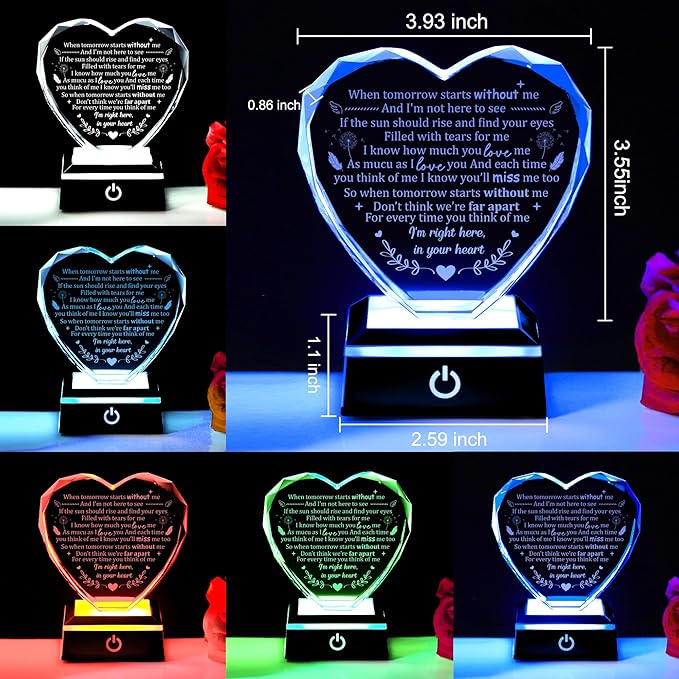 ZHSHWAT Heart Shaped Dandelion Memorial LED Light - Sympathy Gift for Loss of Mother Father, Poem Print LED Night Light, Condolence Keepsake for Remembrance & Funeral
