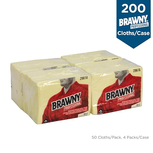 Georgia-Pacific Brawny Yellow 1/8 Fold Disposable Dusting Cloth by GP PRO, 24" Length x 17" Width, 29616 (Case of 4 Packs, 50 Cloths per Pack)