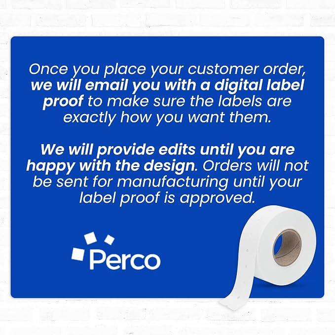 Custom Price and Date Labels - 32,000 Price Marking Labels for Perco Lite, X, Plus and Perco Pro 1 Line Guns - Choose Color, Font and Imprint - 32 Rolls, 4 Sleeves - Made in USA