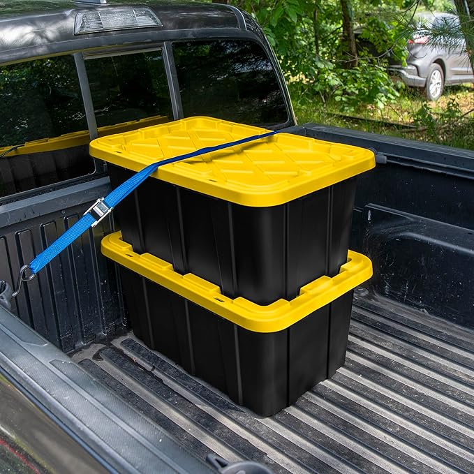 Sterilite 24-Pack Industrial Tote, Plastic Storage Container Bins with Lids, 17 Gallon - Heavy-Duty Organizing Containers for Closet, Bathroom, and Office