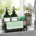 Kitchen Soap Dispenser Set with Sponge Holder and Towel Rack, 17OZ Glass Bottle, Hand and Dish Soap Dispenser Set, Non-Slip Silicone Pad, Brush Holder, Kitchen Sink Caddy Organizer Countertop (Green)