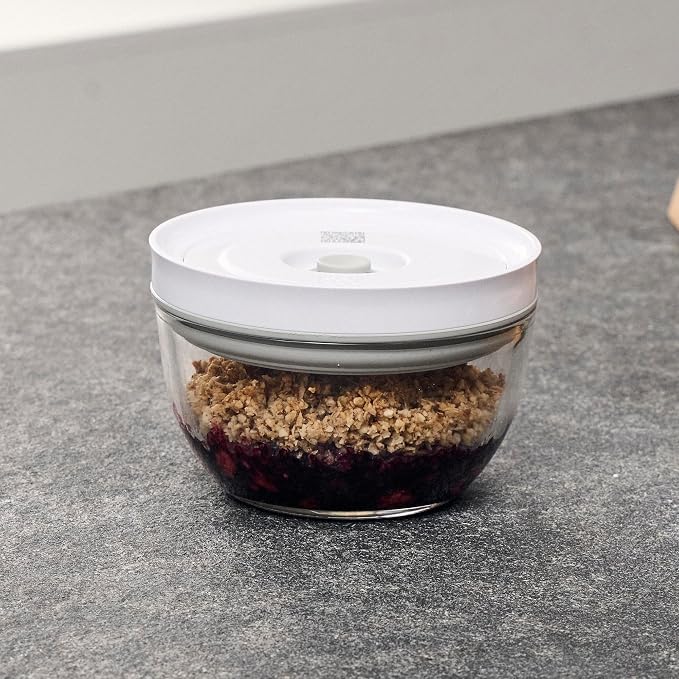 ZWILLING Fresh & Save BOWLS Vacuum Glass Bowl, Small, Airtight Food Storage Container for Meal Prep, Leftovers and Mixing, BPA-Free, Dishwasher Safe