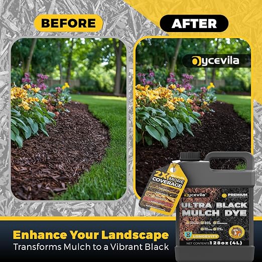 32 oz Black Mulch Dye Concentrate, Liquid Mulch Dye for Landscaping | Revive Faded Mulch and Bark with Rich Black Color for Landscaping Projects, Garden Beds and Outdoor Areas.