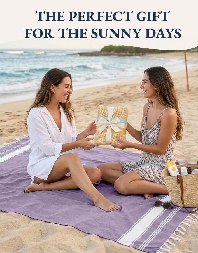 LANE LINEN Beach Towels 4 Pack Oversized, Turkish Towel Set - Regal Orchid | Pre-Washed Oversized Beach Towel - 39"x71", Vacation Essential - Machine Washable, Travel & Camping - Super Absorbent, Soft