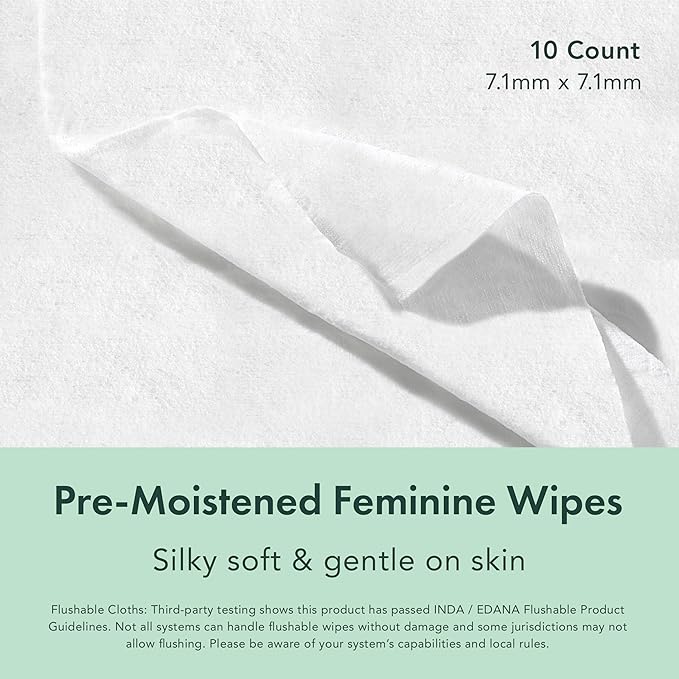 Rael Feminine Care, Period Essential for Women - Organic Cotton Cover Regular & Overnight Pads for Women, Regular Panty Liners and Feminine Wipes