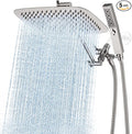 G-Promise All Metal 12 Inch Dual Square Shower Head with Handheld Spray Combo, Rain Shower Head, Adjustable Extension Arm, 3-Way Diverter, 71 Inch Extra Long Hose - A Bathroom Upgrade(Brushed Nickel)
