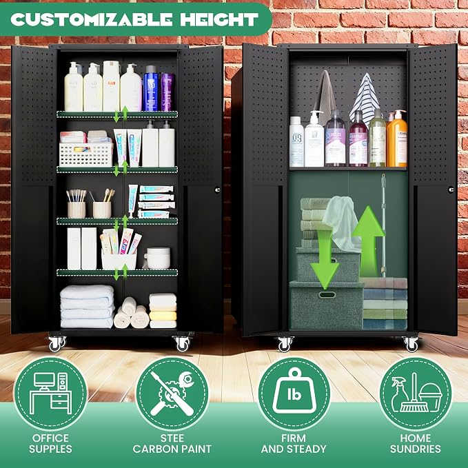 9-Piece Heavy Duty Steel Garage Cabinet System | All-in-One Modular Garage Cabinet Set for Ultimate Workshop Organization | Easy Assembly Garage Storage Cabinets & Tool Bench (Black)