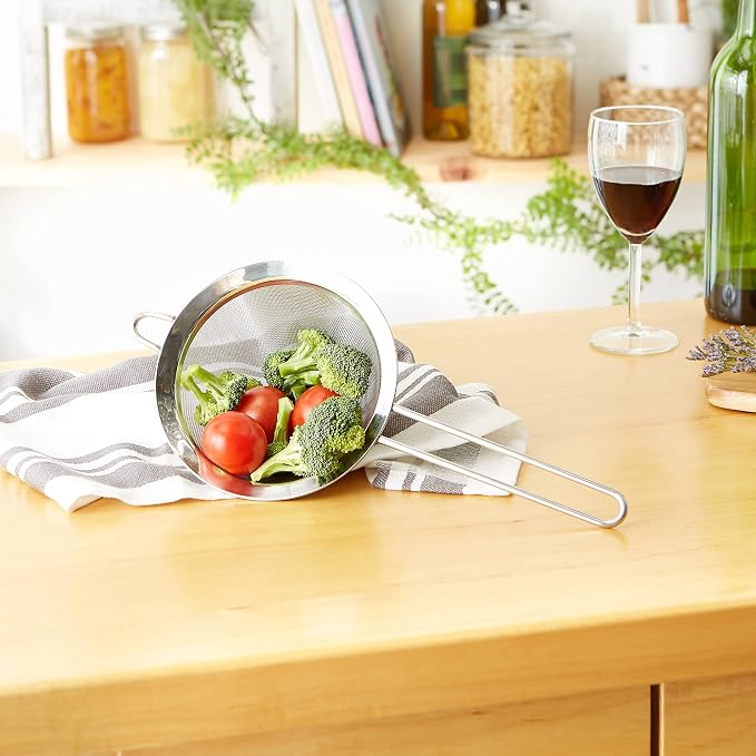 RSVP International Endurance Kitchen Collection, Stainless Steel Fine Mesh Conical Sieve/Colander, Multi-Purpose for Cooking, Baking, Loose Leaf Tea, Bar Strainer Cocktails, 6.25-Inch