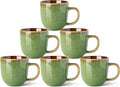 LERATIO Ceramic Coffee Mugs Set of 6,12oz Handmade Coffee Mugs Set | Large Handle for Cappuccino/Latte/Tea/Hot Cocoa,Oven &Dishwasher & Microwave Safe-Sage Meadow Green
