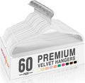 HOUSE DAY White Velvet Hangers 60 Pack, Non Slip Clothes Felt Hanger Heavy Duty for Coat, Premium Slim Space Saving Suit Hangers for Closet Organizer, 360° Rotating Silver Hook