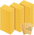 Zhengmy 100 Pieces Sponges Bulk Sponges Kitchen Compressed Sponge Natural Dish Sponge Compressed Wood Pulp Cleaning Without Scratching for Kitchen Bathroom, 3.9 x 2.4 x 0.12 Inch (Yellow)