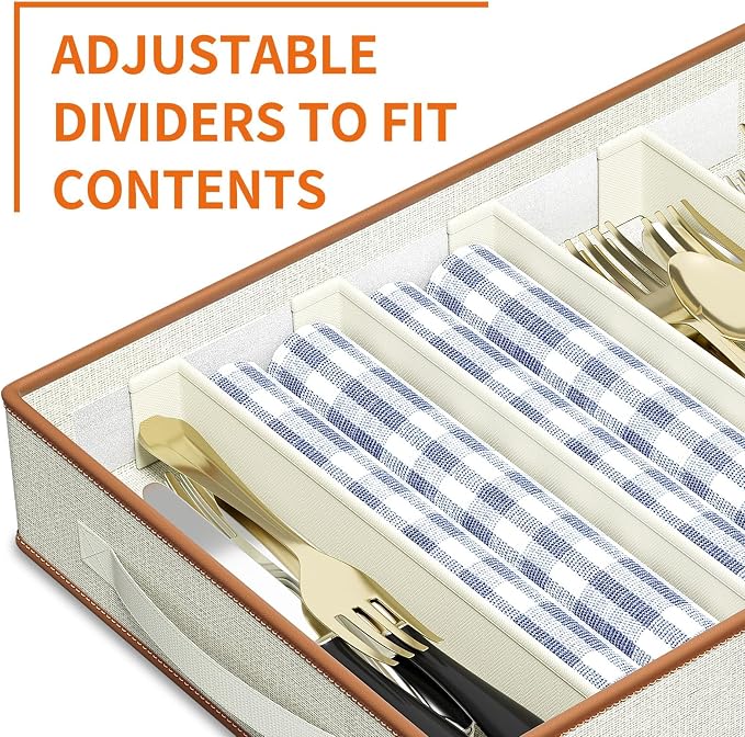 Aokeyee 6-Piece China Storage Containers Set, Hard Shell Moving Boxes for Dishes, Plates, Mugs & Flatware – Dinnerware Organizer with Soft Felt Dividers, Sturdy Handles & Zippers, Ivory