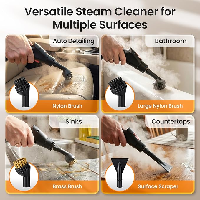 2500W Handheld Steam Cleaner for Home, 6-Level High Pressure Steam Gun, Steam Machine w/40.6oz Tank, Portable Car Steamer for Auto Detailing & Cleaning, Car, Floor, Furniture, Tile Grout, Wall