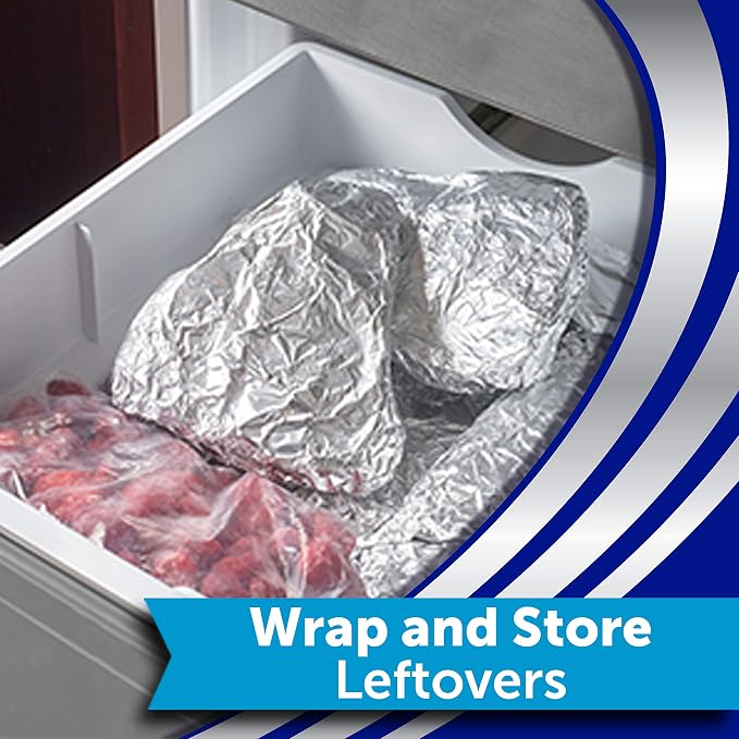 Reynolds Wrap Foodservice Aluminum Foil Roll with Built-In Cutter, Ideal for Restaurants, Catering, Cafeterias, and More, Easily Wraps Food and Lines Pans for Easy Cleanup, 1000 Square Feet