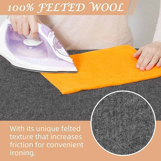 24" X 36" Wool Pressing Mat, 100% Felted Wool Ironing Mat Pad Wool Felted Iron Board Quilting Supplies and Notions, Ideal for Ironing, Quilting, Sewing