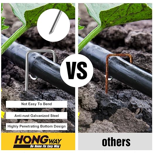 HongWay 5000 Pack Landscape Staples 6 Inch, Galvanized Garden Stakes Bulk | Heavy Duty Garden Staples 11 Gauge Ground Stakes for Landscape Fabric, Lawn, Turf, Gardening, Outdoor Decorations