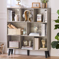 LEYAOYAO 8 Cube Bookshelf, Mid-Century Modern Book Shelf with Legs, Grey | 3 Tier Bookcase, Rustic Wood Bookshelves Freestanding Large Storage Organizer, Open Shelves for Bedroom, Living Room, Office