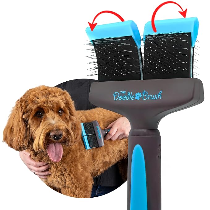 The Doodle Brush, Slicker Brush for Dogs, Dual Head Dog Hair Brushes, Flexible Head Slicker for Dogs, Poodle, Labradoodle, Sheepadoodle, Tangle-Free Grooming, Healthy & Shiny Coat Pet Brushes